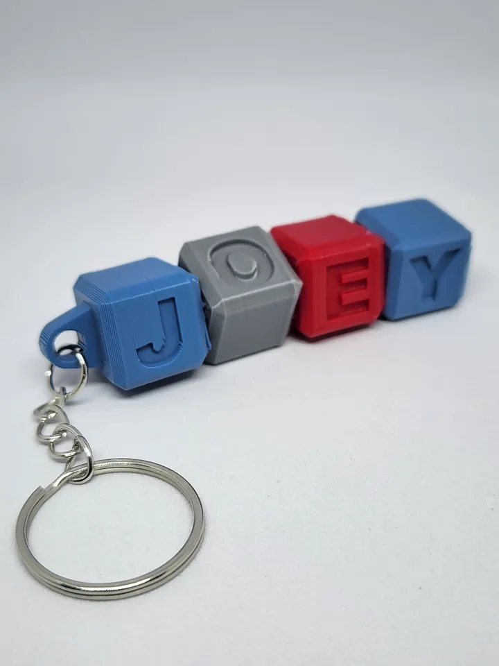 Print-in-place Customizable Name Tag Key Ring Charm Fidget by chiz, Download free STL model