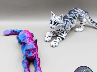 3D file Flexi Cat, Print-in-Place, Articulated Kitty 🐱・Template