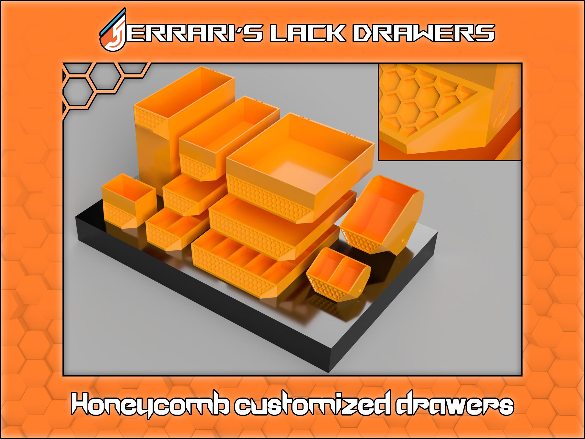 Jerrari's drawers, honeycomb versions 3D model thumbnail