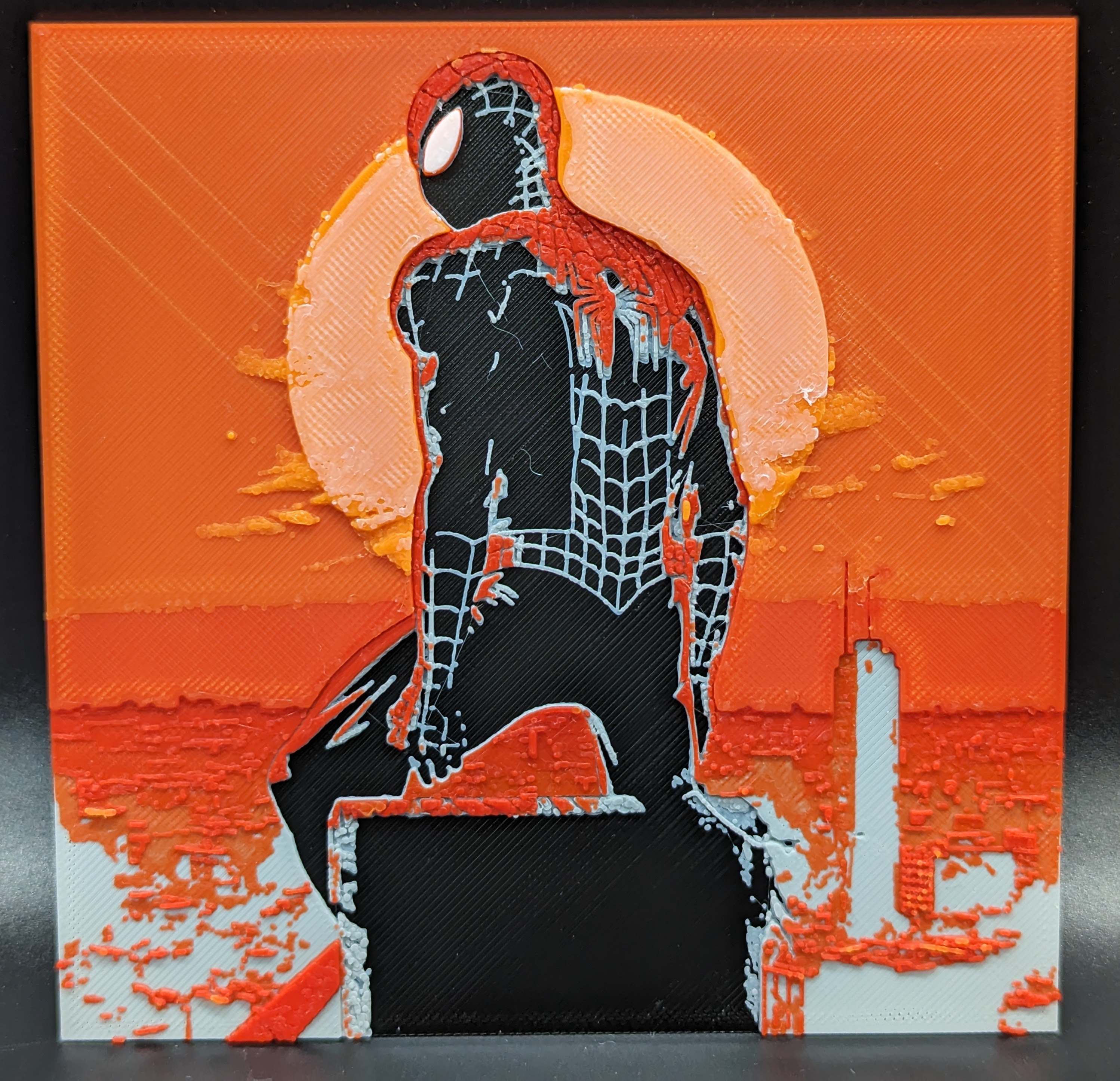 HueForge   Spider Man Surveils At Sunset   3D Art Plate By ErickDR 3D