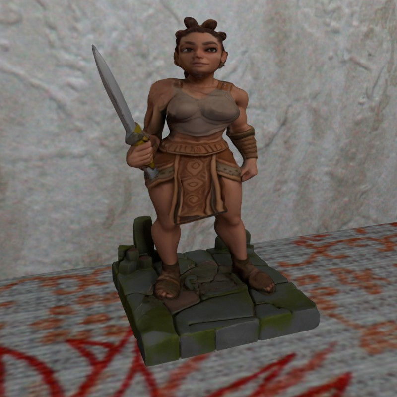 TTRPG Miniatur Young Inca Female Warrier NO Support needed
