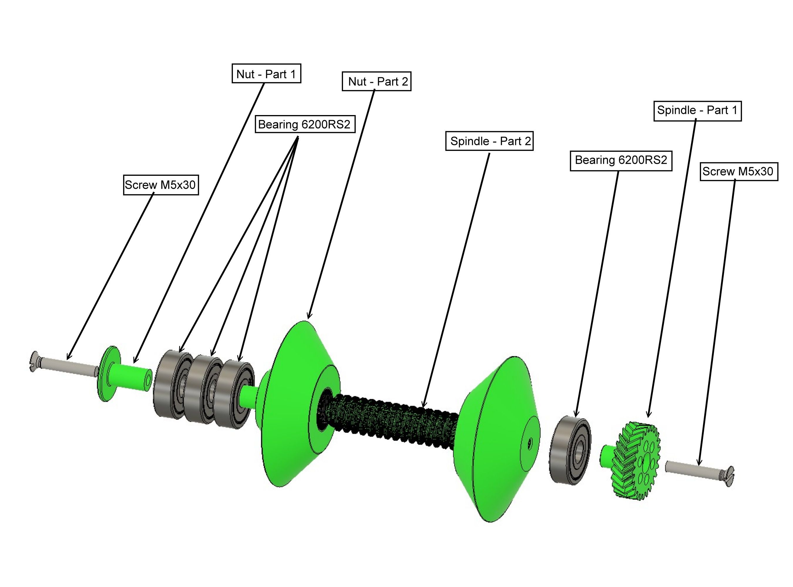 Spool - Rewinder Axle with Bearings