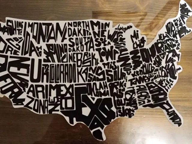 3D printed USA geography wall art