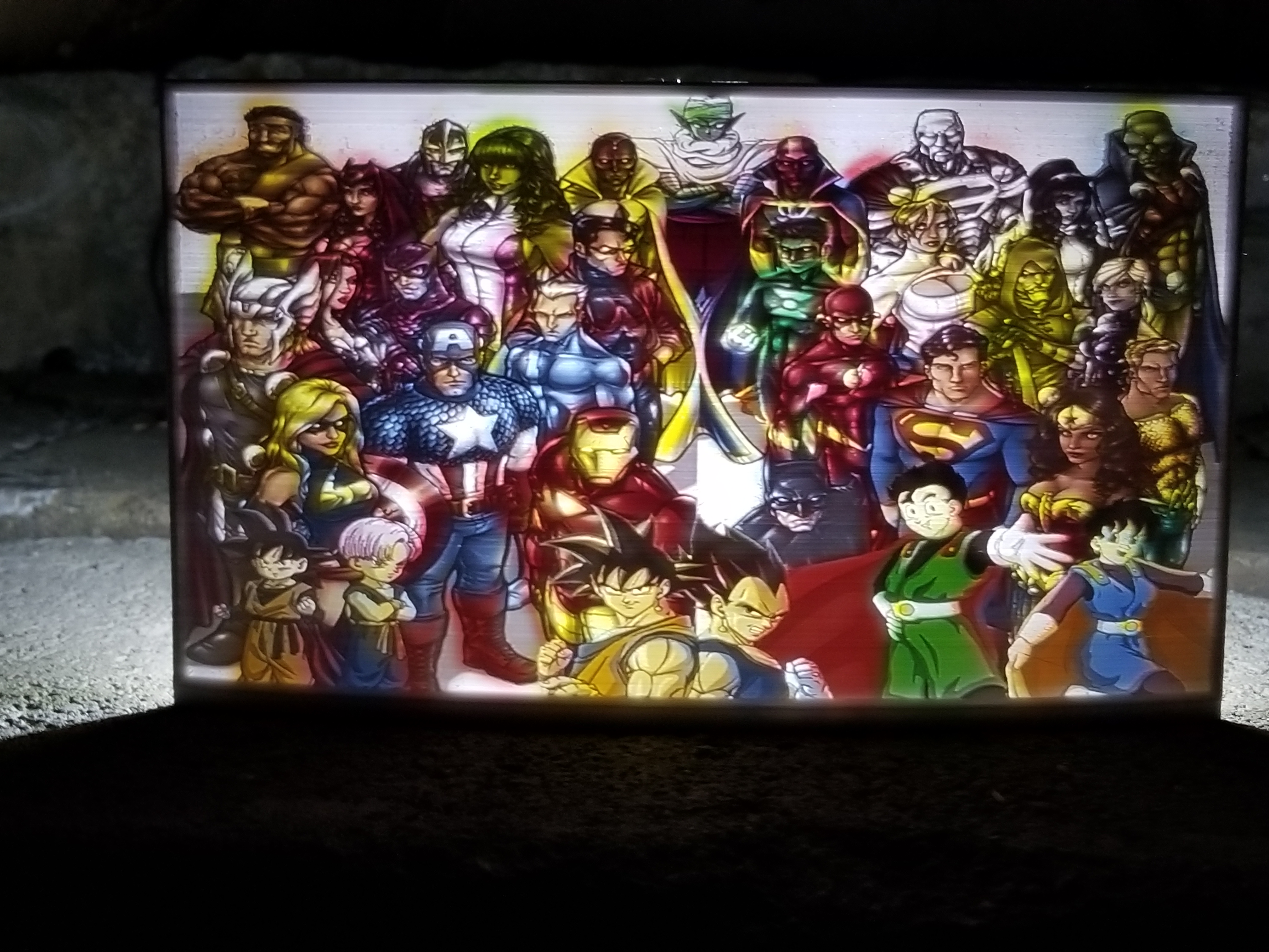 Most Powerful Characters of Marvel and Anime Color Lithophane