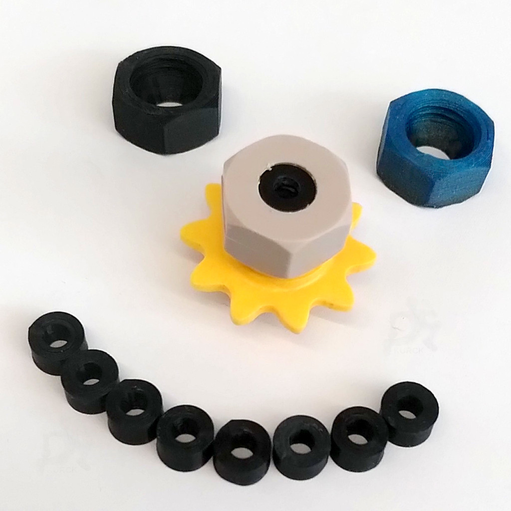 Meccano compatible nut and bushing