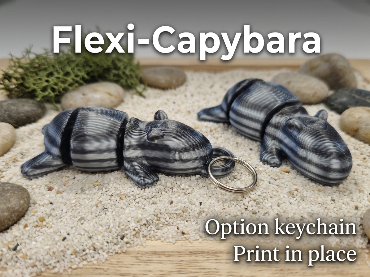 Capybara Flexi (with option keychain) print in place