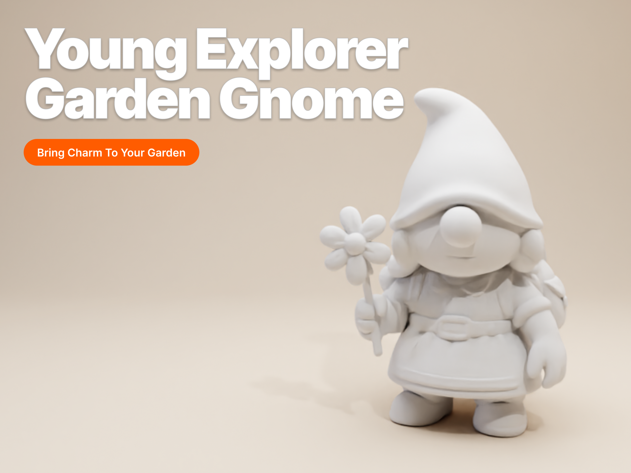 Young Explorer Garden Gnome – Girl Figurine (Whimsical Clay Style)