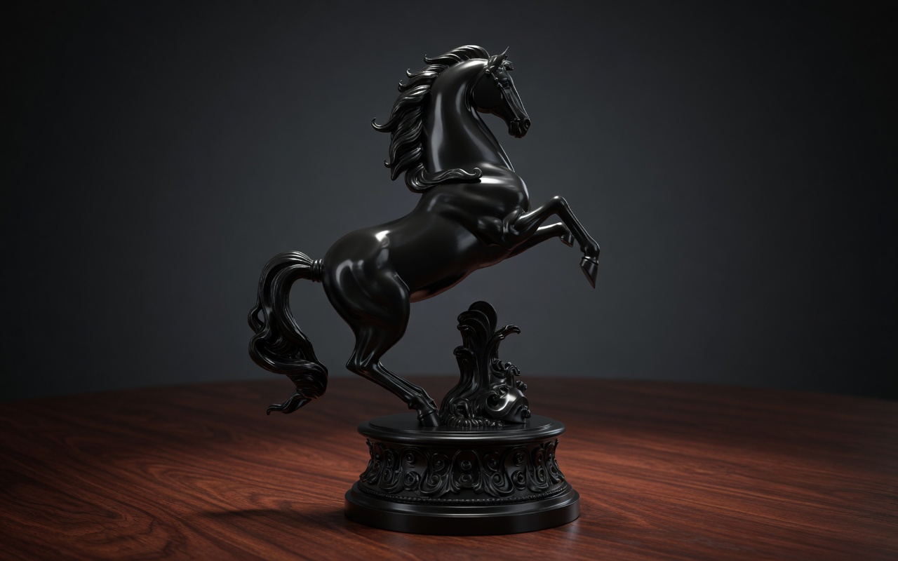 Elegant Rearing Horse Figurine