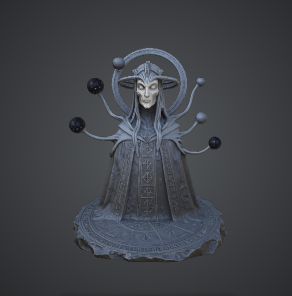 Cosmic Oracle Bust – Celestial Sorcerer with Orbiting Planets