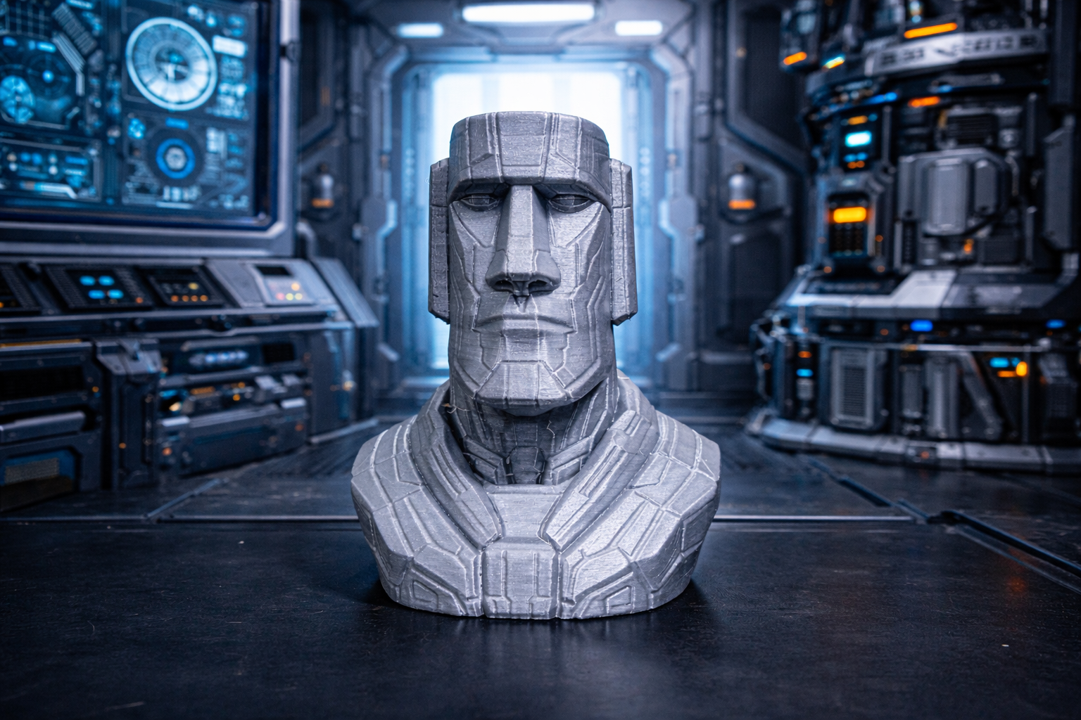 Neon Sentinel Moai 3D model by Julien Mairy