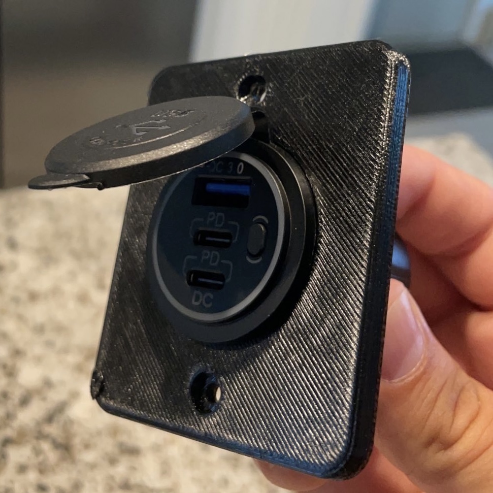Mounting plate for RV 12V or USB socket