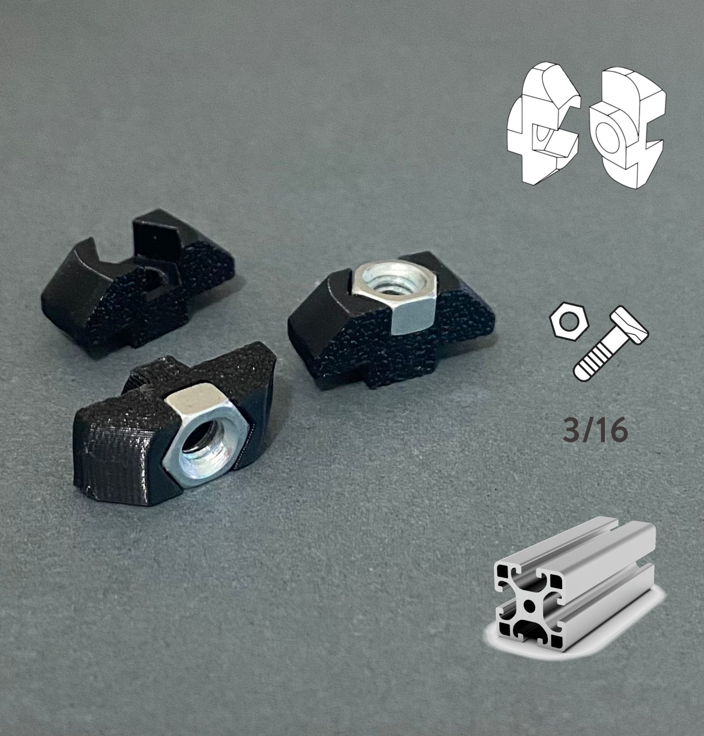 T-Nuts 3-16 4040 Aluminum Extrusion