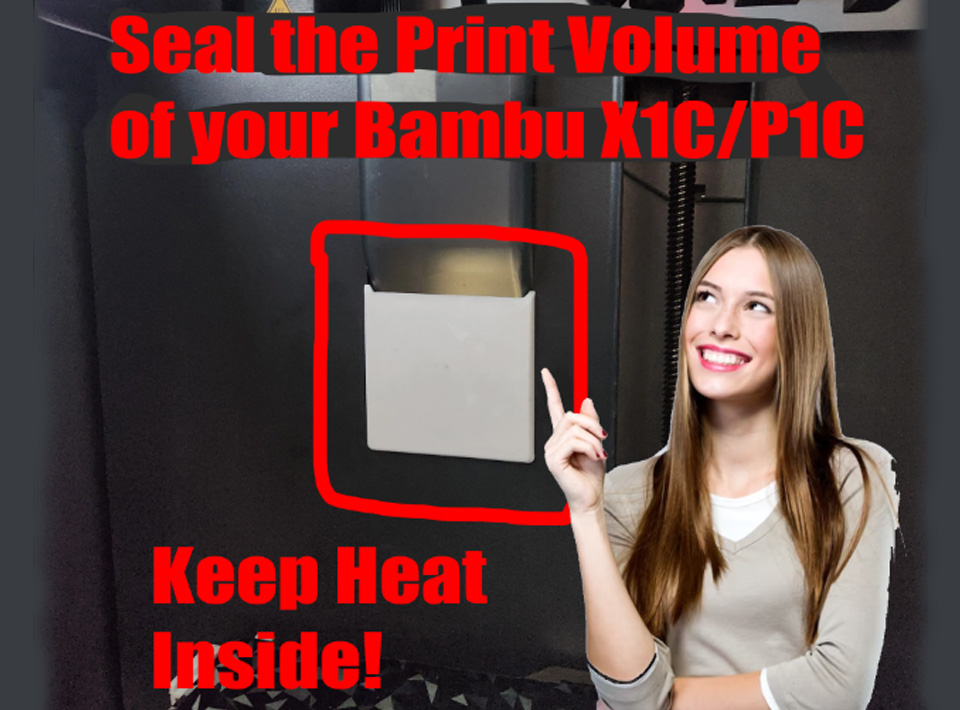 Bambu Lab X1C/P1P/X1 Interior Poop Chute Cover/Seal by ap.engineering