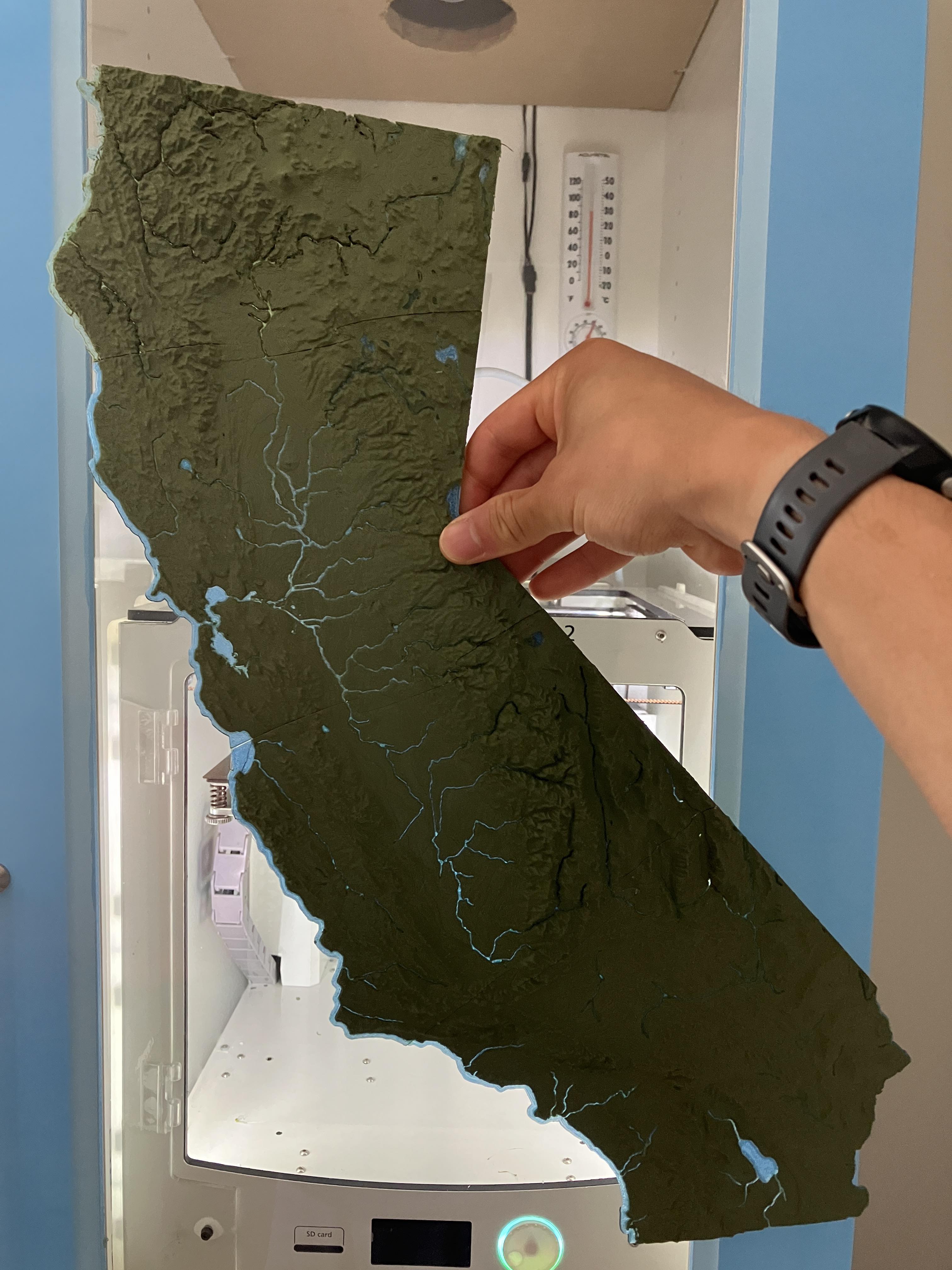 California, USA (CA) Topographic Map with Hydrographic Features by ...