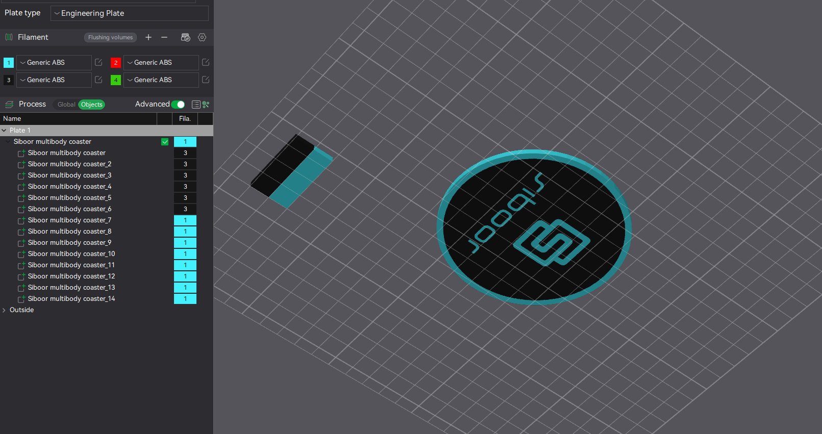 Siboor logo coaster (Multi color test)