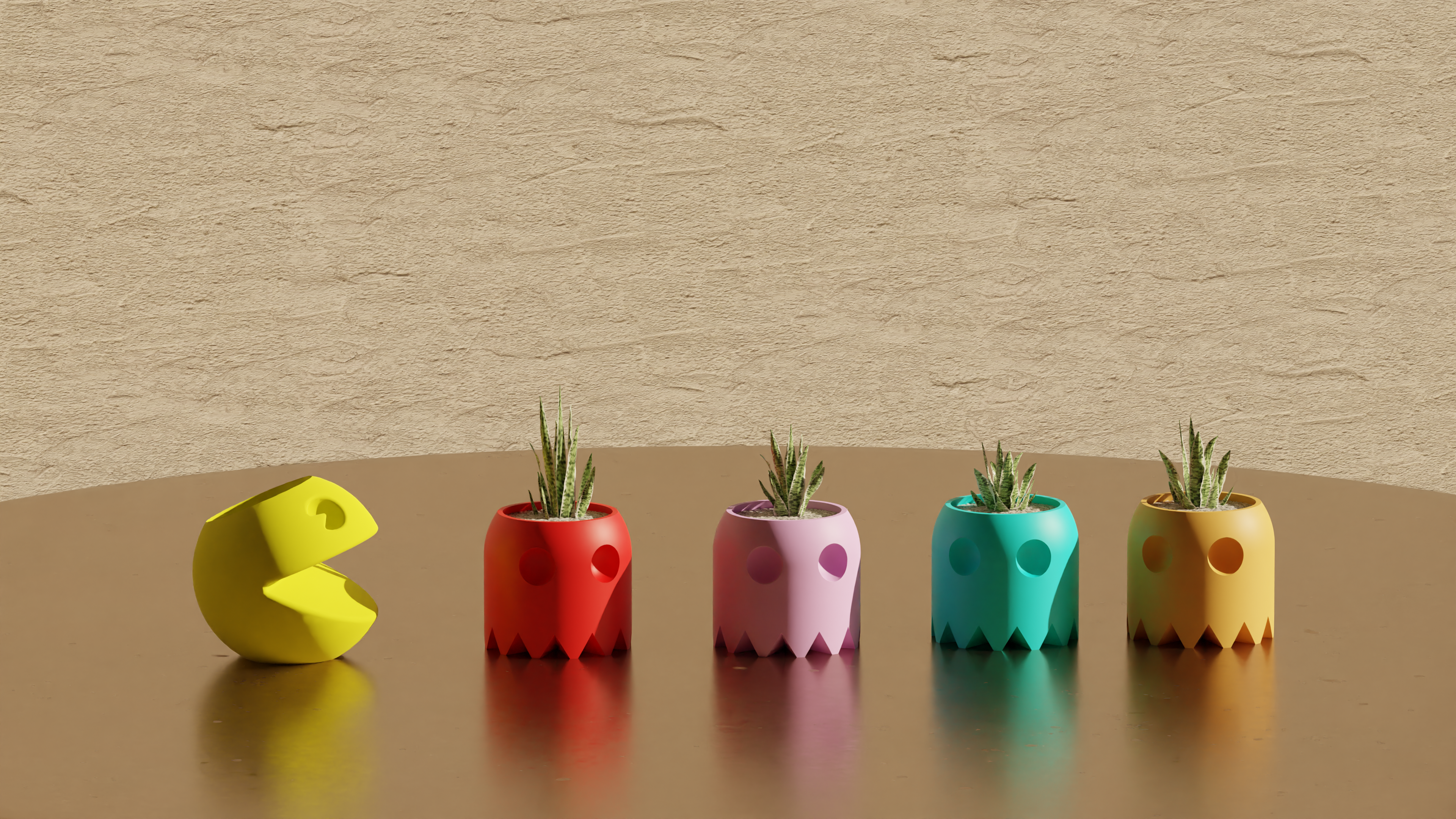 Pacman and Ghosts - Pot Plant