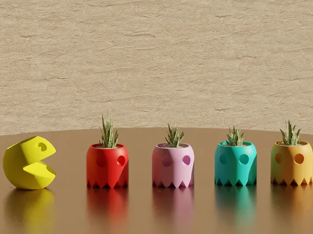 Pacman and Ghosts - Pot Plant by CalebTimoteo | Download free STL model ...