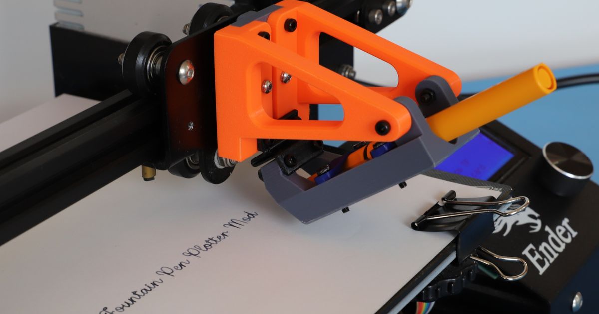 Ender 3 Fountain Pen Plotter Mod by Wausel Download free STL model