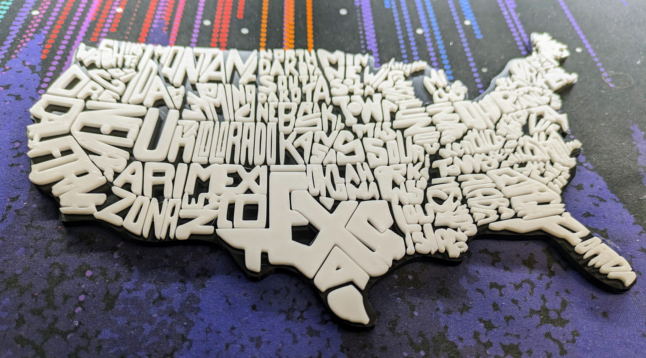 3D Printed USA Geography Wall Art - Easy Filament Change 3D model thumbnail