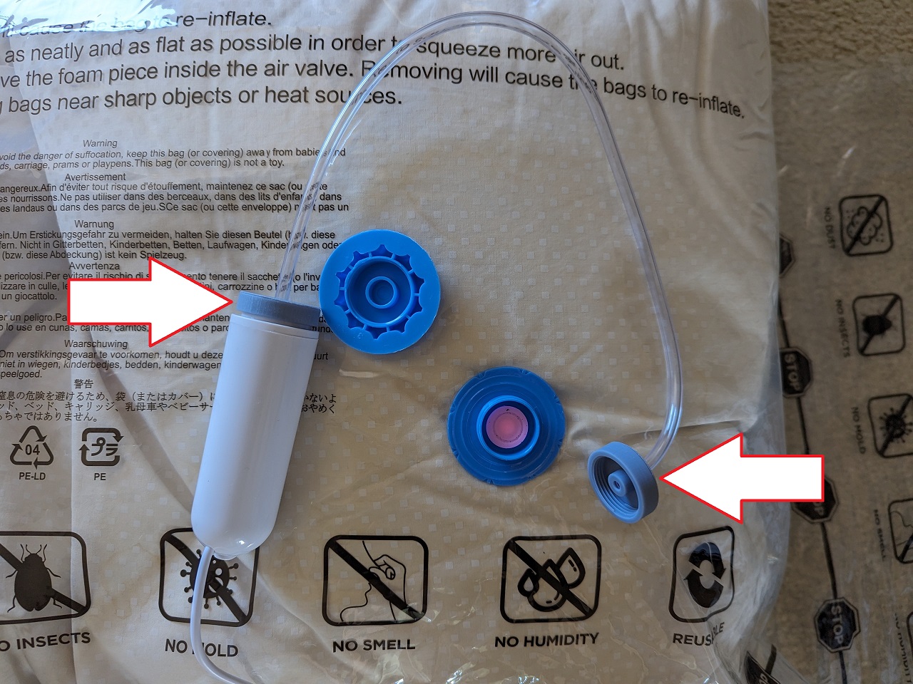 Vacuum sealed storage bag pump adaptor