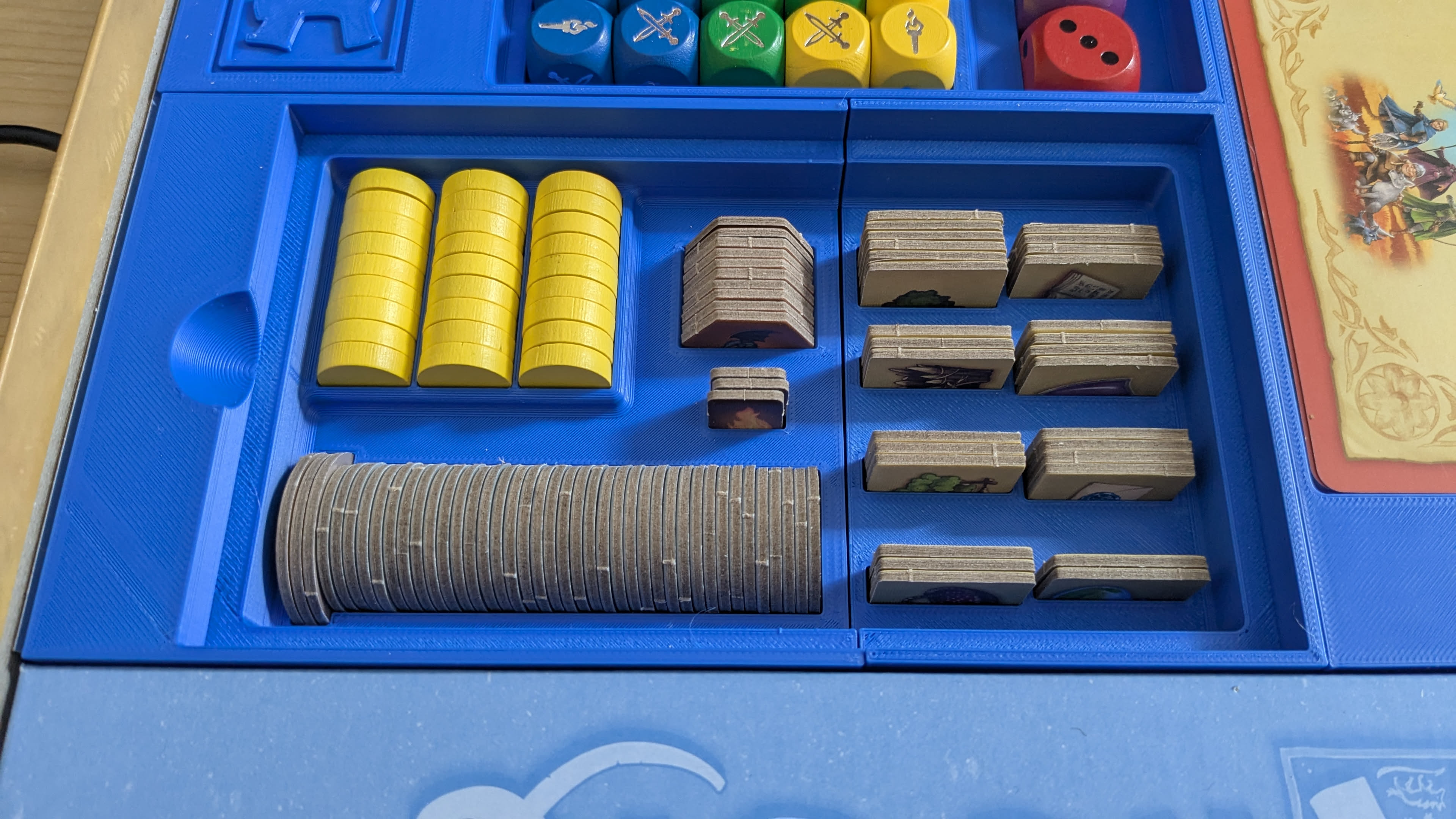 Andor Junior game box organizer - Remix for thicker cardboard tokens + MINI Printer