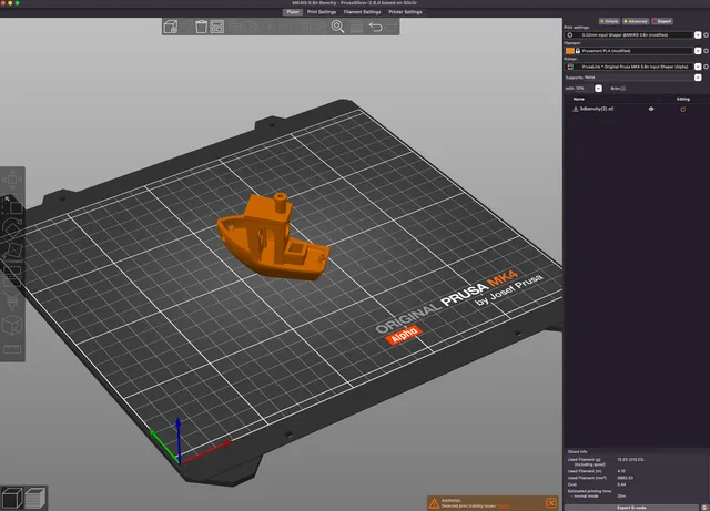 MK4 Input Shaping profile for 0.6mm nozzle | 25 minute Benchy