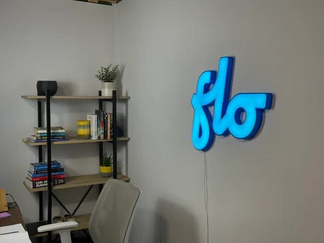 Flo 3D printed illuminated wall sign