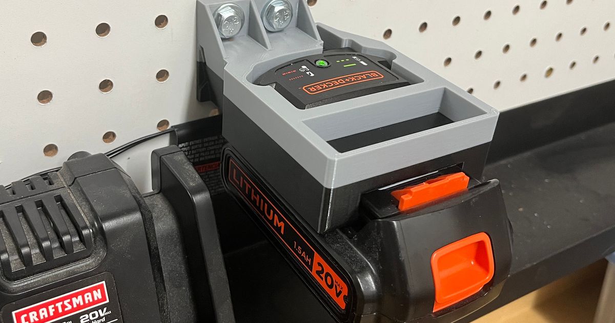 Black and Decker Battery Charger and Holder for pegboard or wall mount