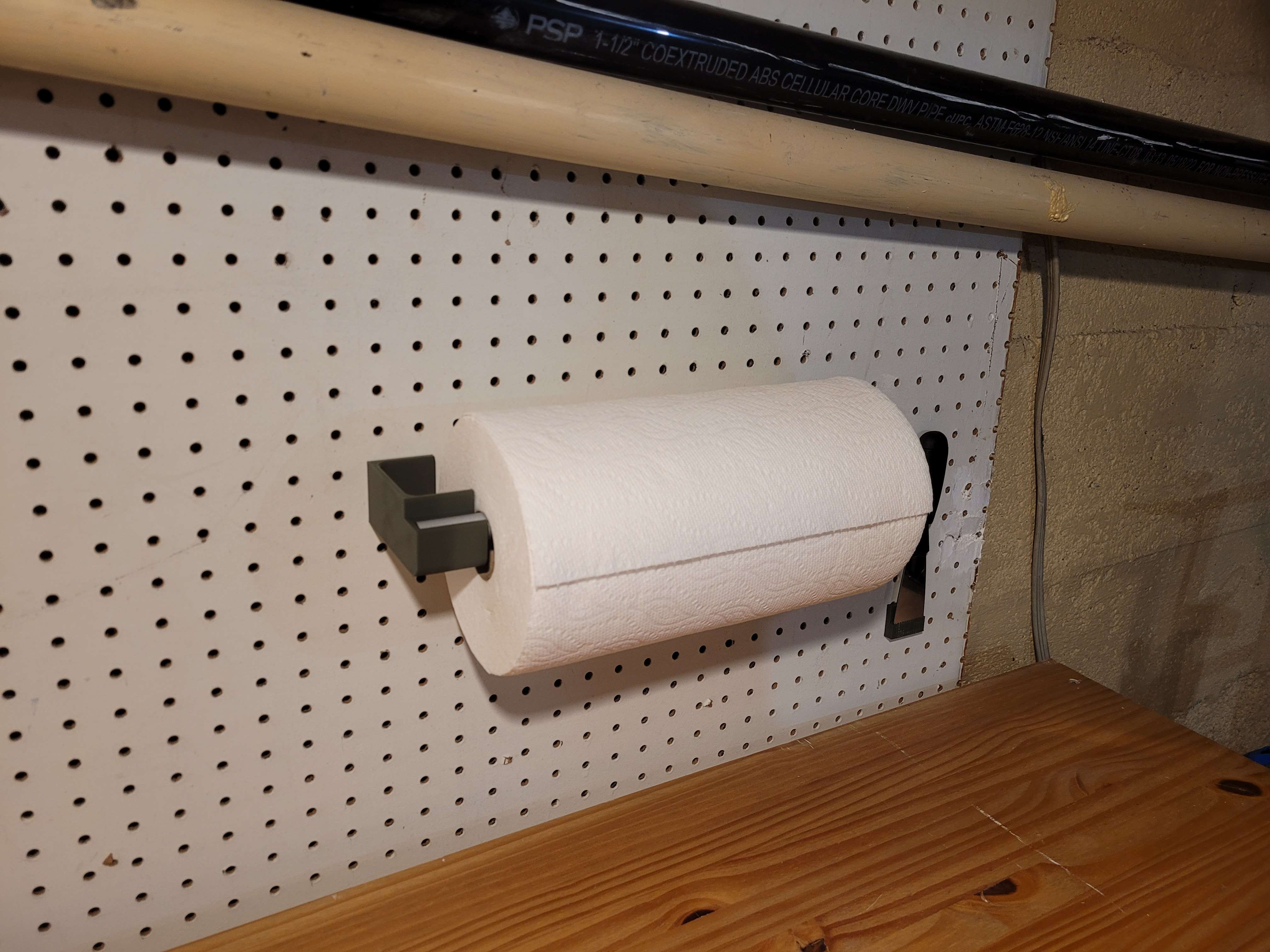Peg Board Paper Towel Holder