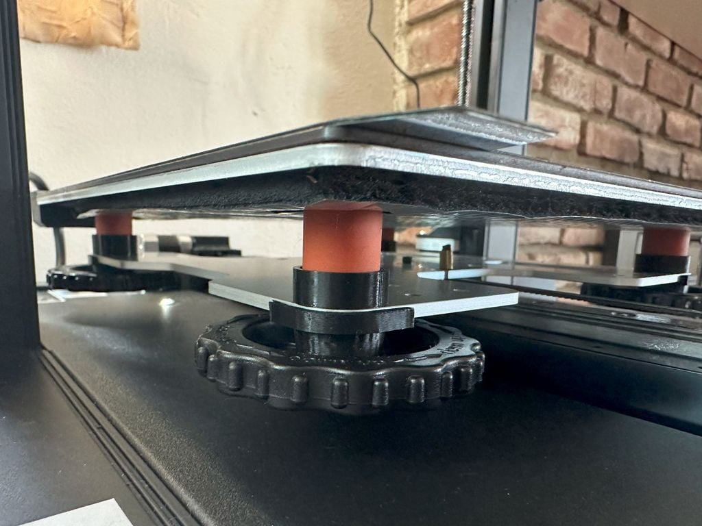 Bed screw spacers for Ender 3 S1 silicone mounts by Ratchet Finesse