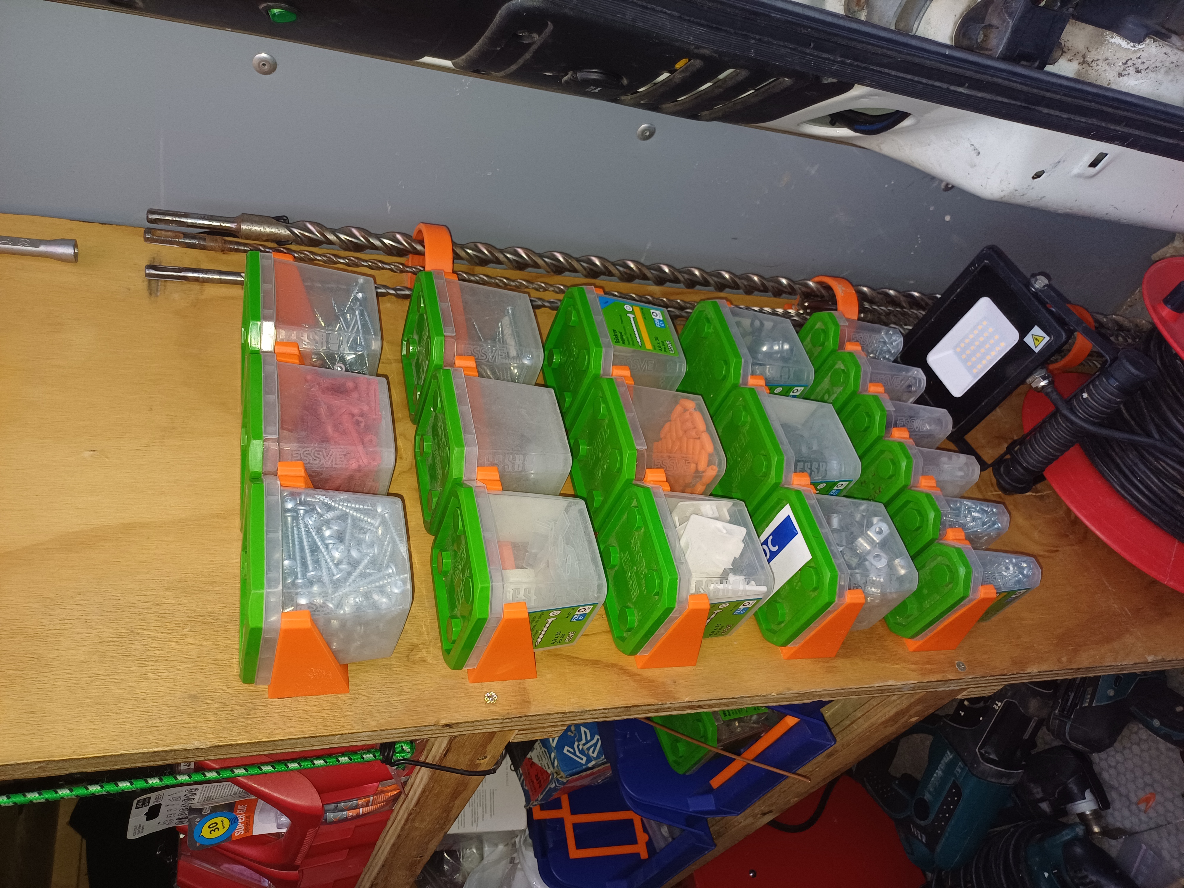 Wall mount for screw storage boxes
