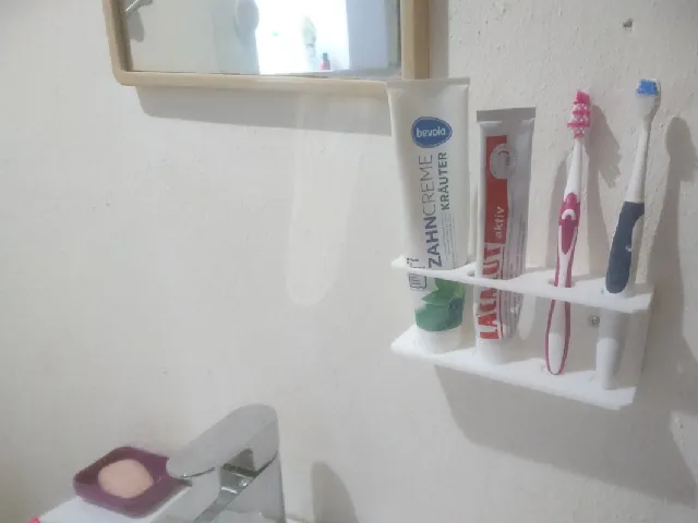 Držák pro zubní pastu a kartáček.