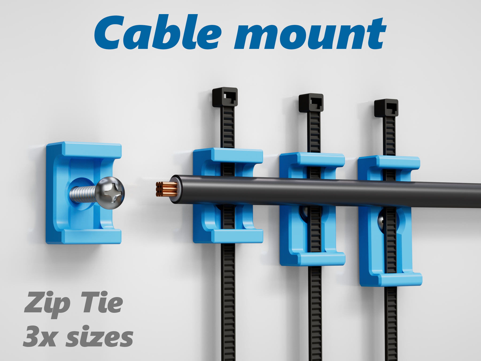 Cable Mount Zip Tie 3D model thumbnail