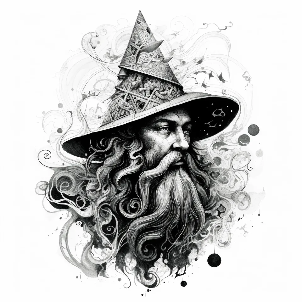 Wizard Tattoo Set. Set of Labels and Elements. Vector Set Illustration  Template Tattoo Stock Vector - Illustration of sail, symbol: 201203278