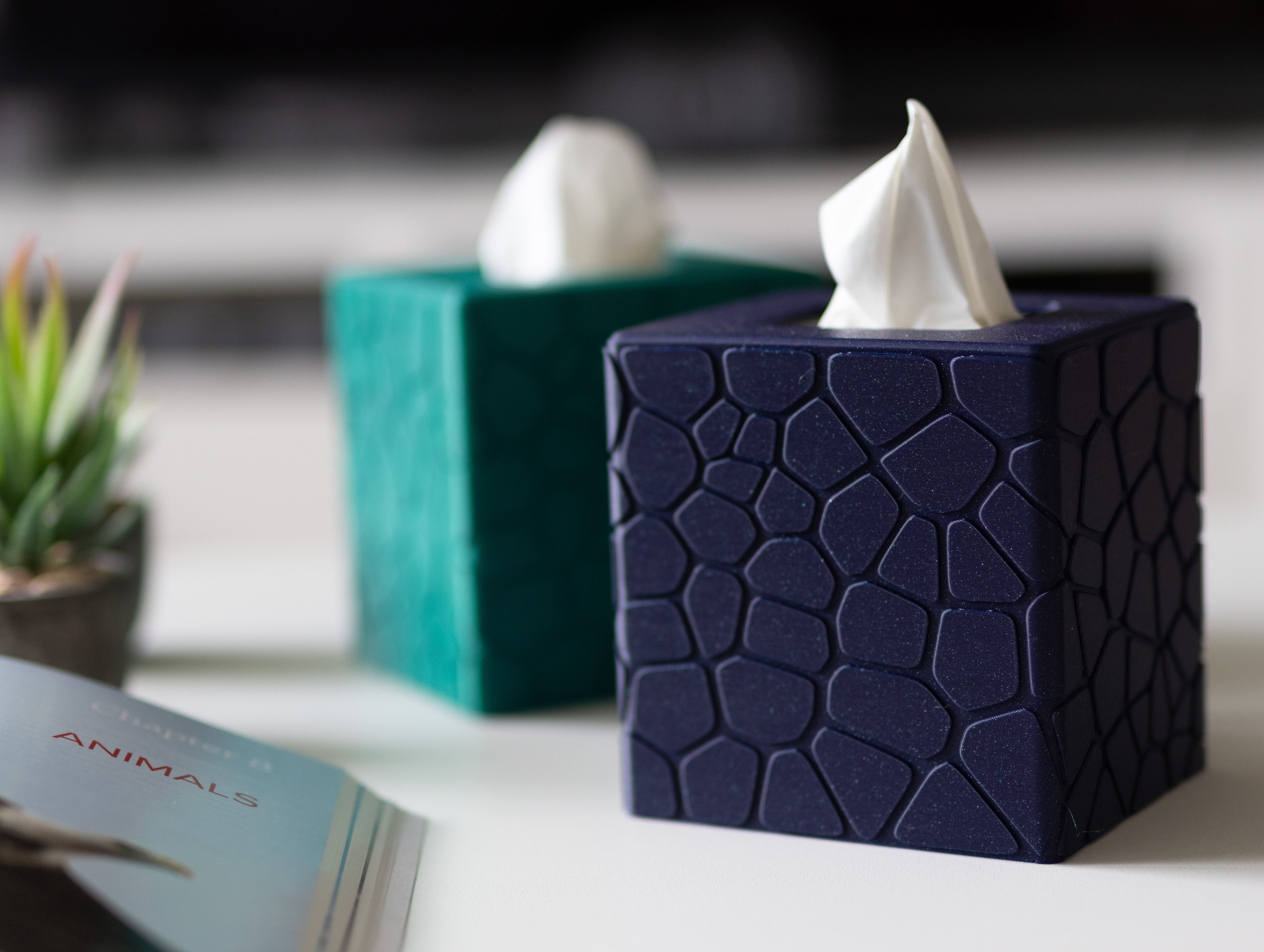 Tissue Box Cover (smaller, square) #2 - curved Stone Pattern