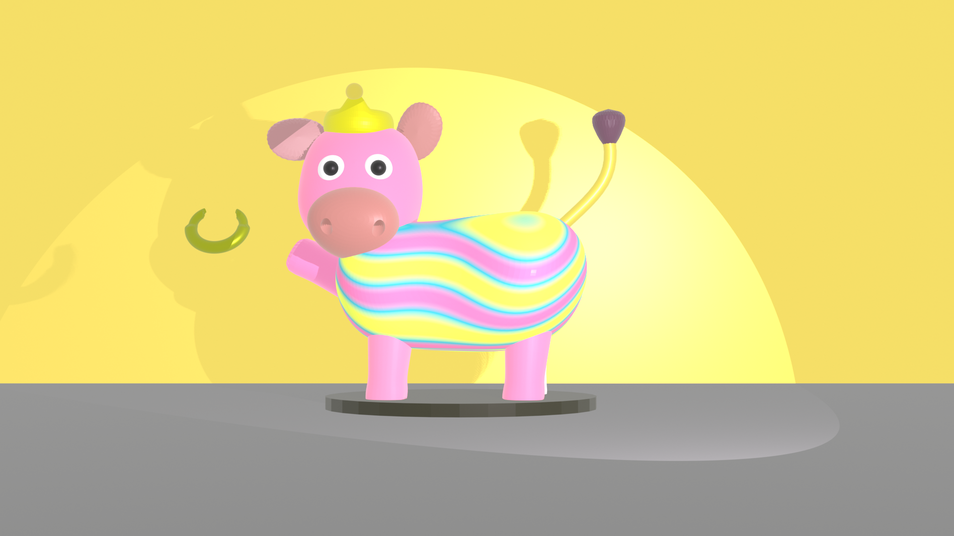 A baby cow wearing gold crown