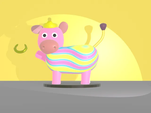 A baby cow wearing gold crown