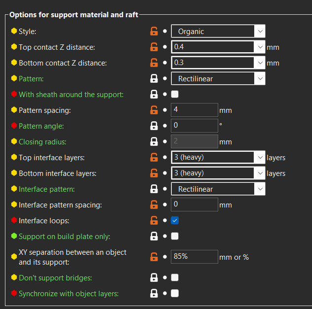 Best Prusa Mk3/S/S+ Support settings for Prusaslicer TPU Edition by