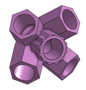 Hexagonal Corner Connector x5 45deg for PCV Tubing