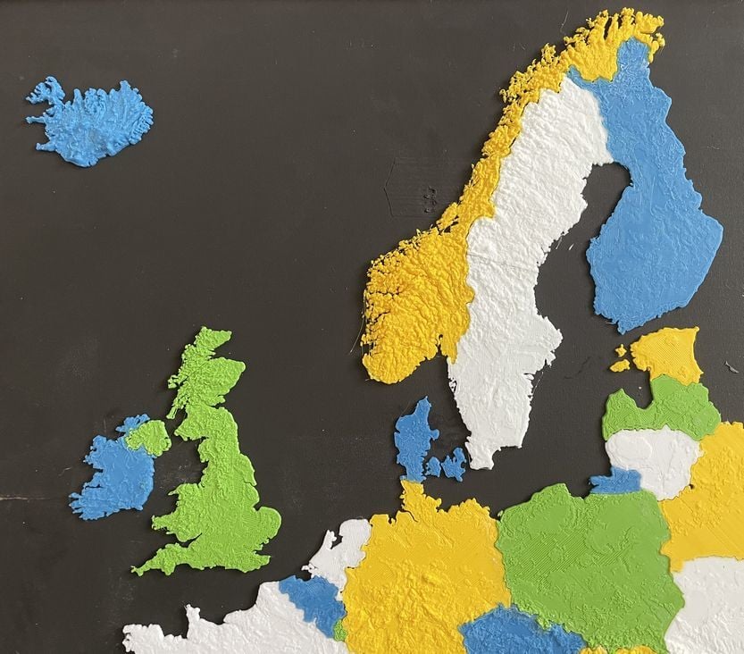 Add-on tiles for Continental Europe Topographic Relief Puzzle