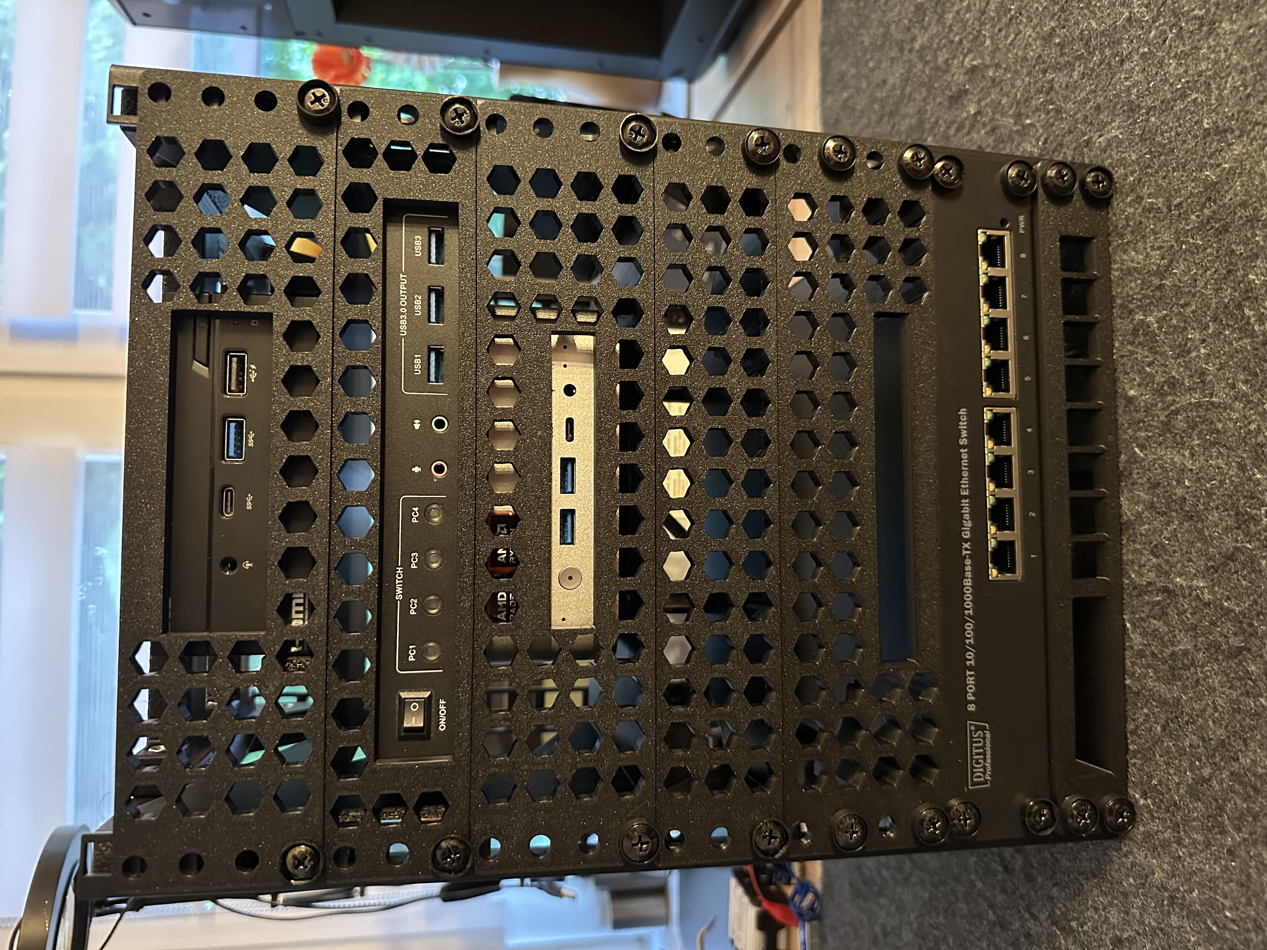 10" 1U Dual monitor KVM switch holder