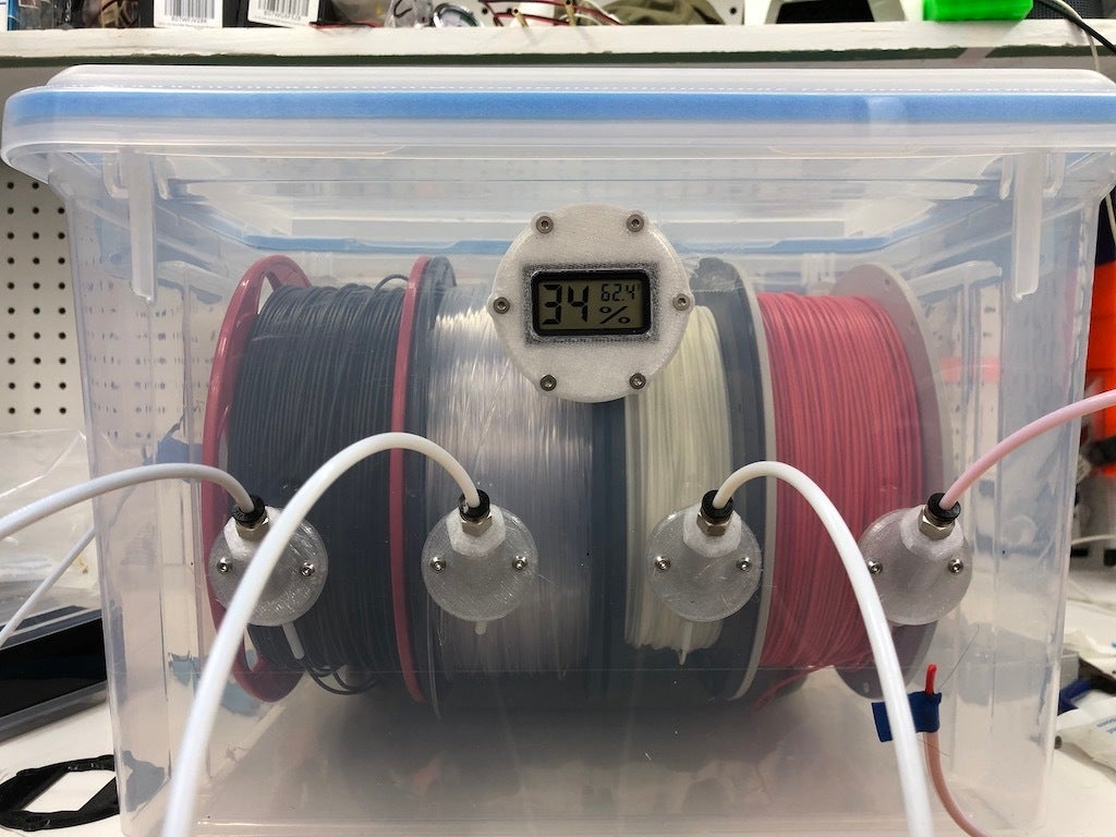 Filament drybox PVC mount and hygrometer adapter