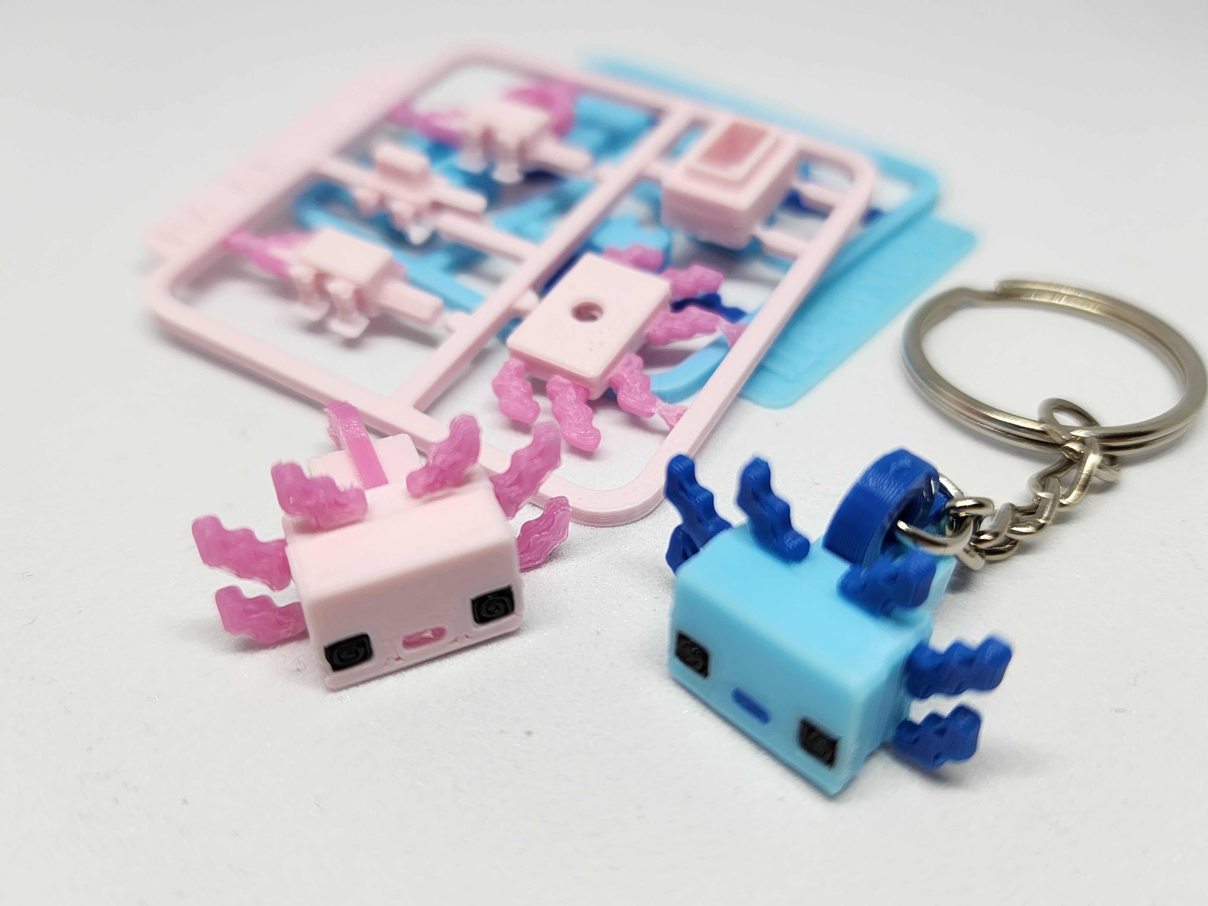 Minecraftinspired Axolotl Mini Figure Kit Card/ Keychain by chiz