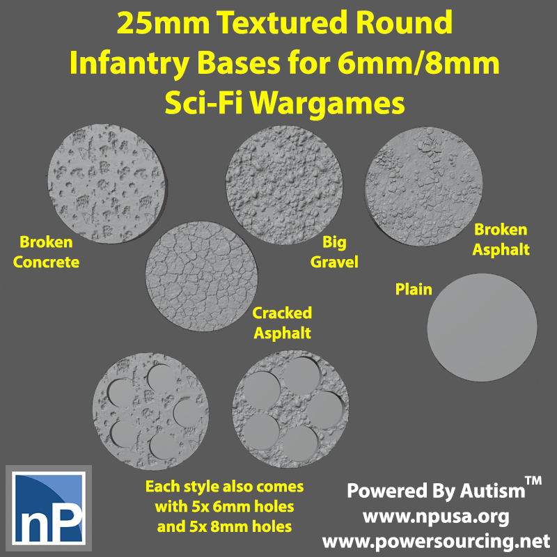 6mm/8mm Infantry Bases by npdev Download free STL model