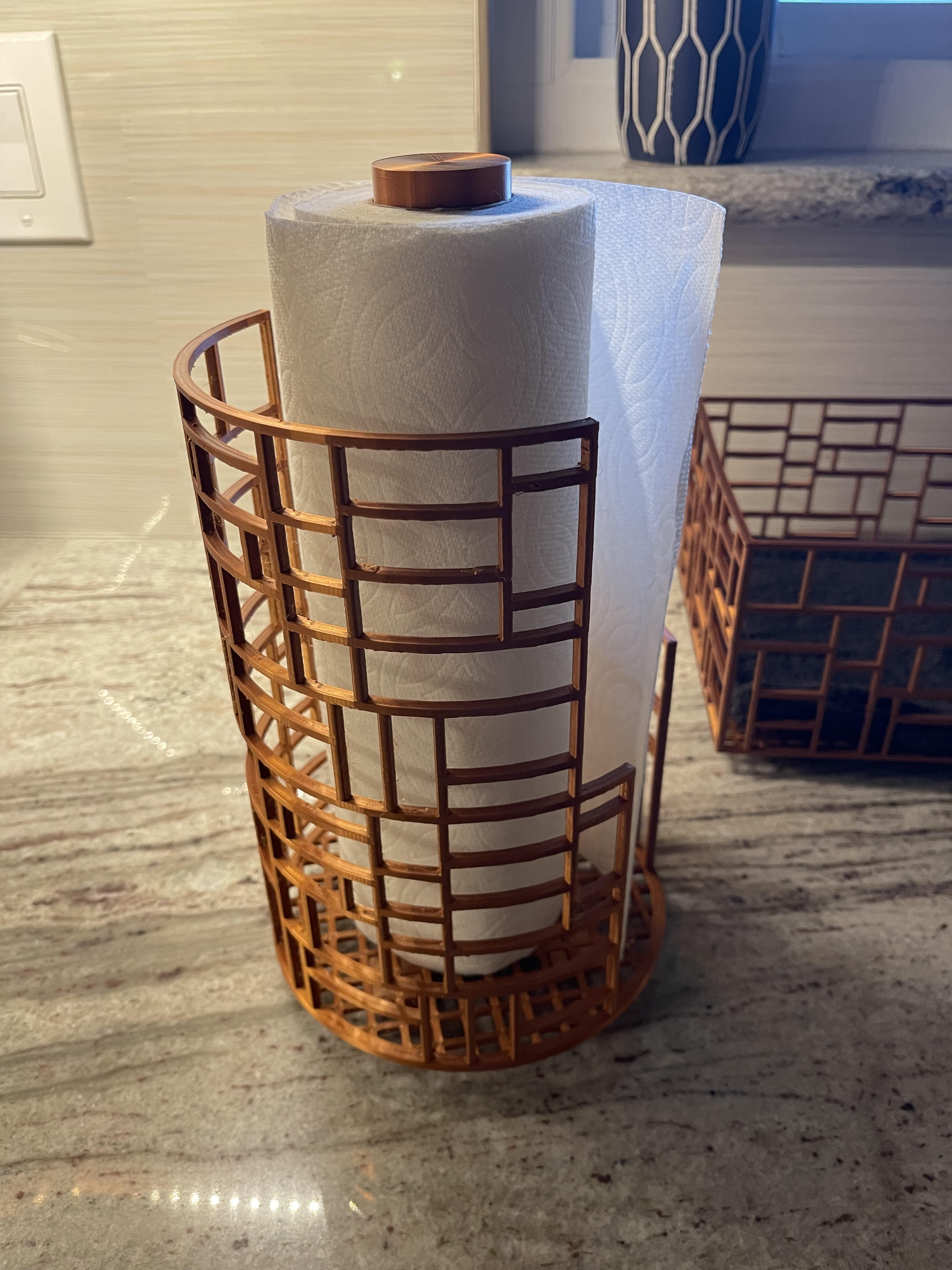 Art deco inspired countertop paper towel holder