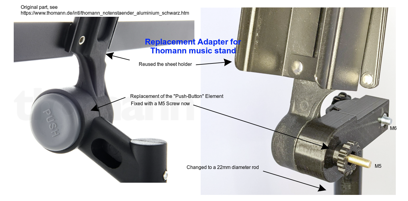 Thomann Music Stand "Push-Button" Replacement