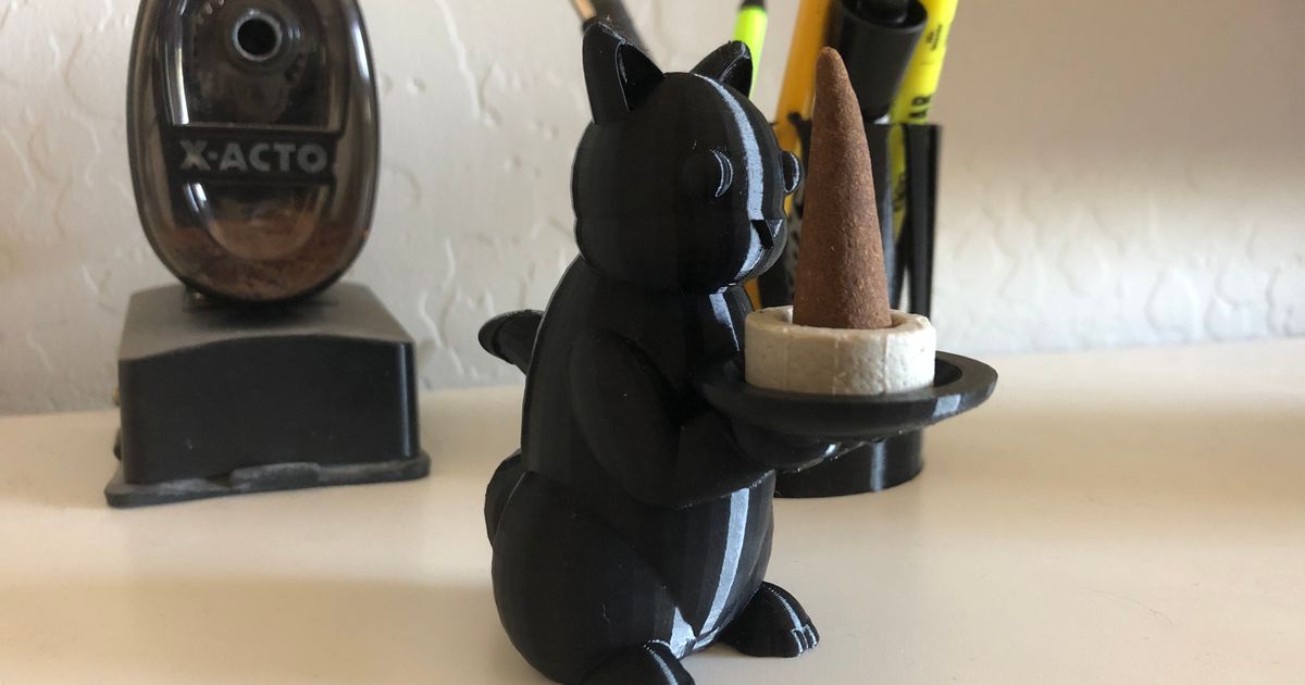 Cat incense burner/display stand by jmjefferies Download free STL