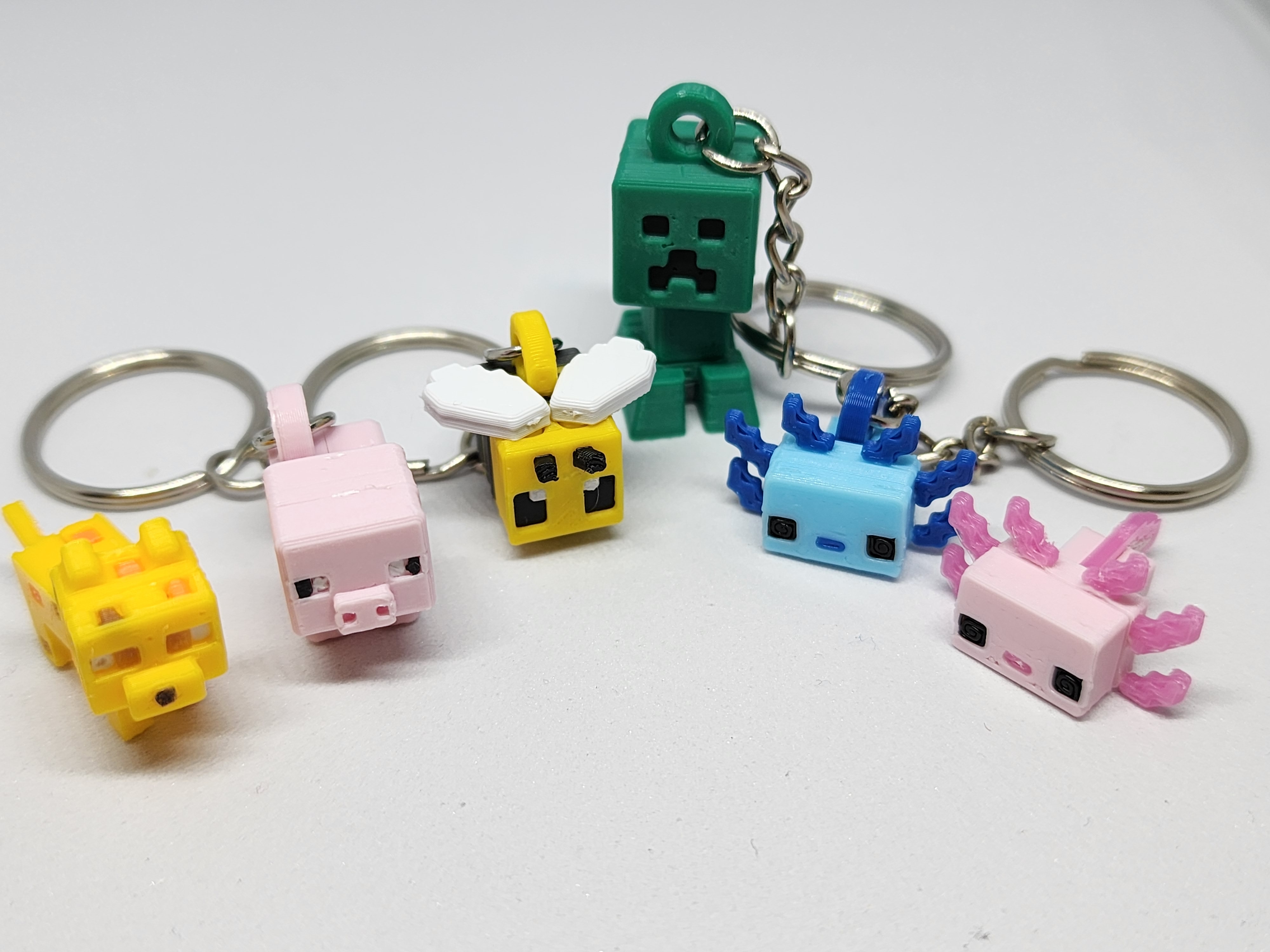 Minecraft-inspired Bee Mini Figure Kit Card  Keychain By Chiz 