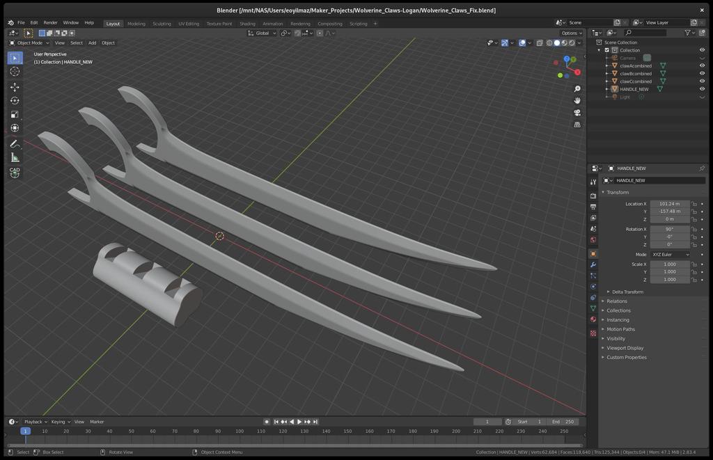 Wolverine Claws - Logan (Fixed Seams)