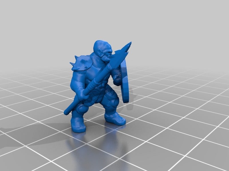 18mm orcs for D&amp;D in dynamic pose with weapon and shield by Udo's 3D ...